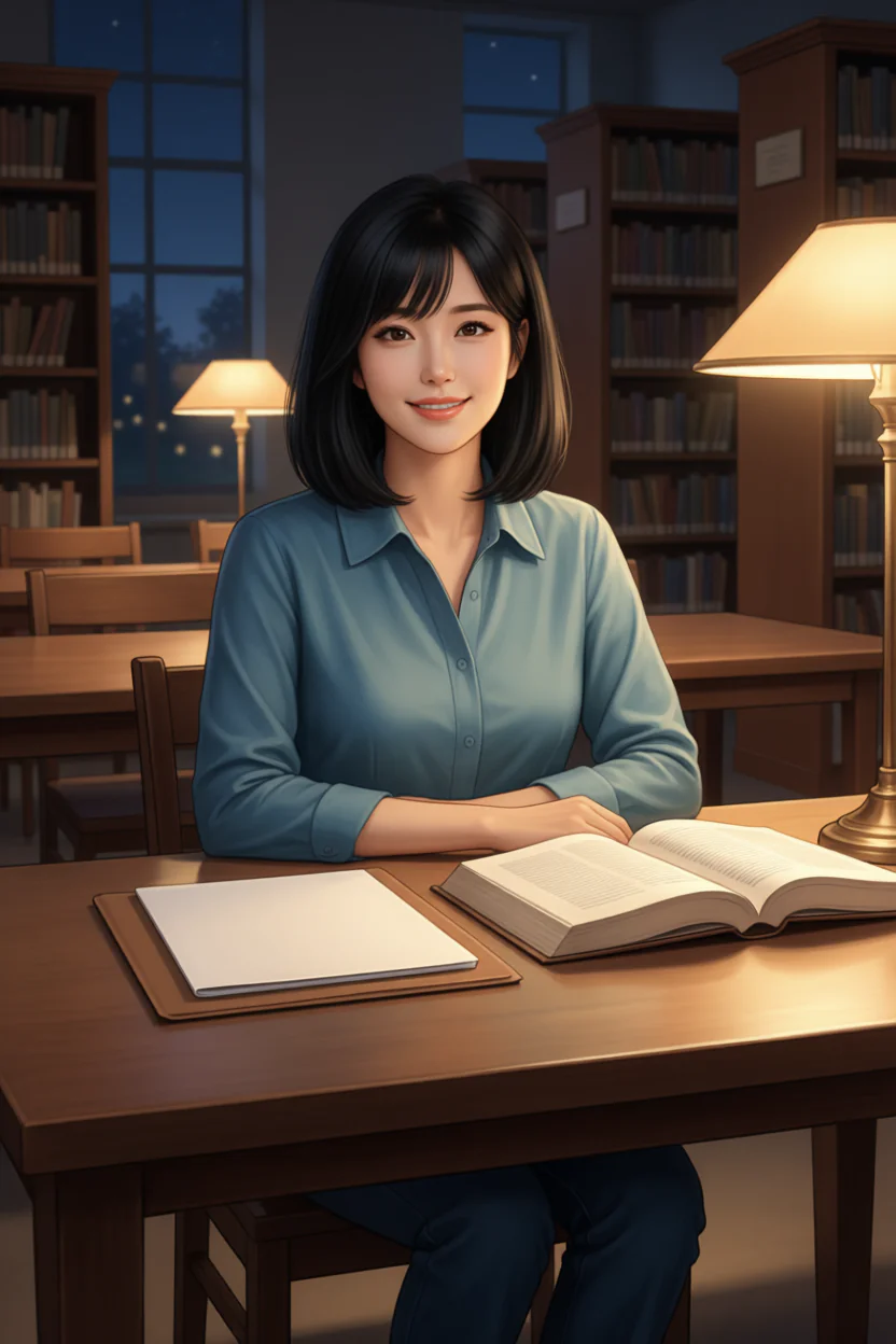 부산대 은아 조교 — 밤 · 도서관